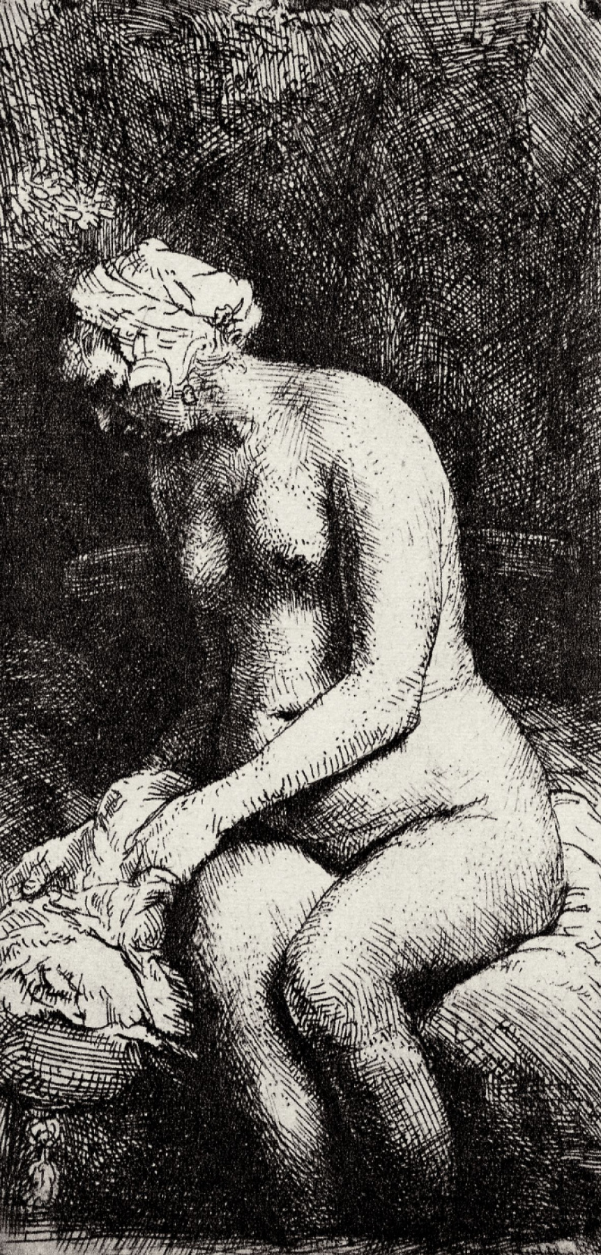 Rembrandt Harmenszoon van Rijn. Nude with legs lowered in water