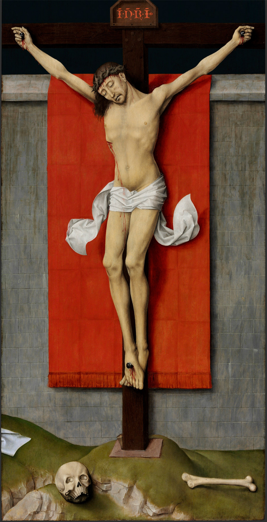 Rogier van der Weyden. The Crucifixion, with the Virgin and Saint John the Evangelist Mourning