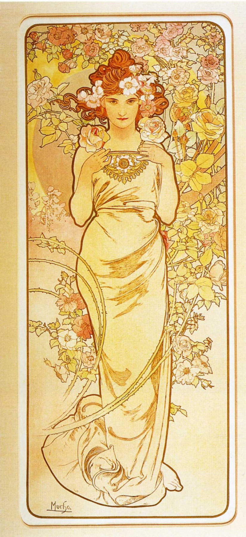 Alfons Mucha. Flores: rosa