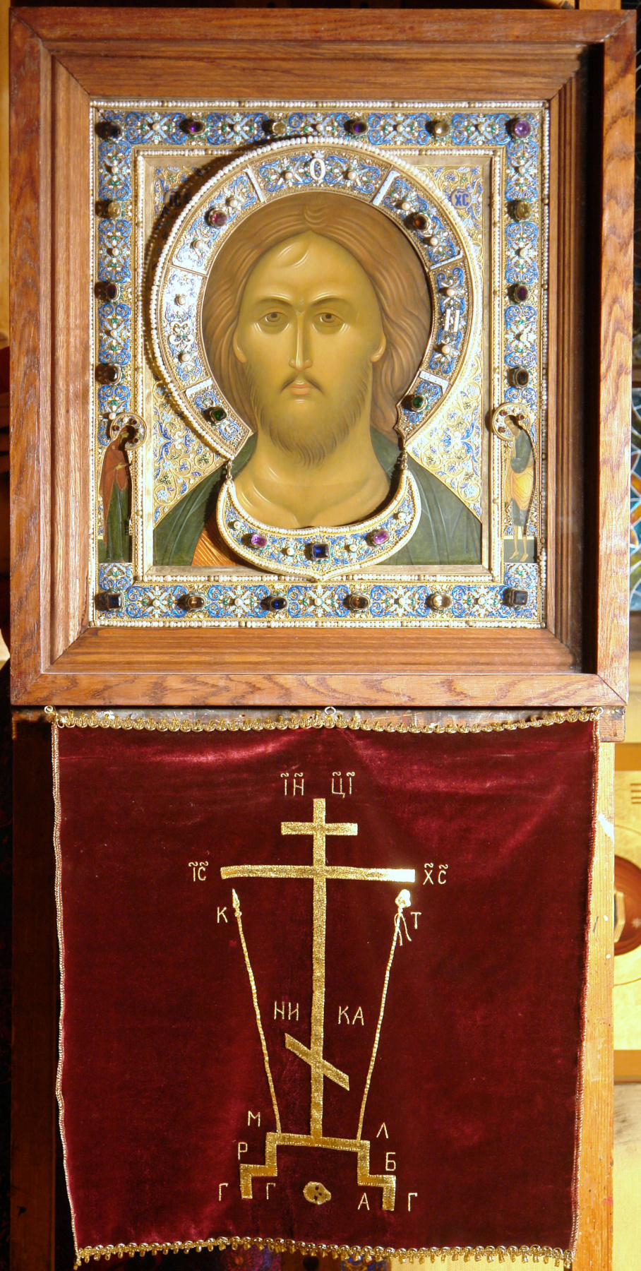 Moscow Icon Painting Workshop. Icon of Christ Pantocrator with the upcoming precious setting