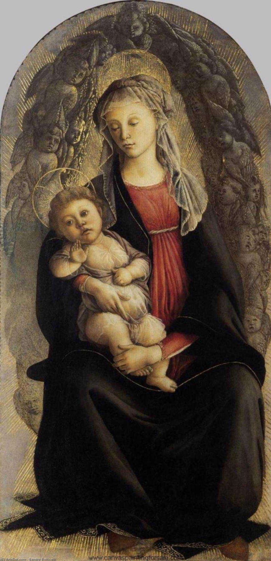 Sandro Botticelli. Madonna in glory with Seraphim