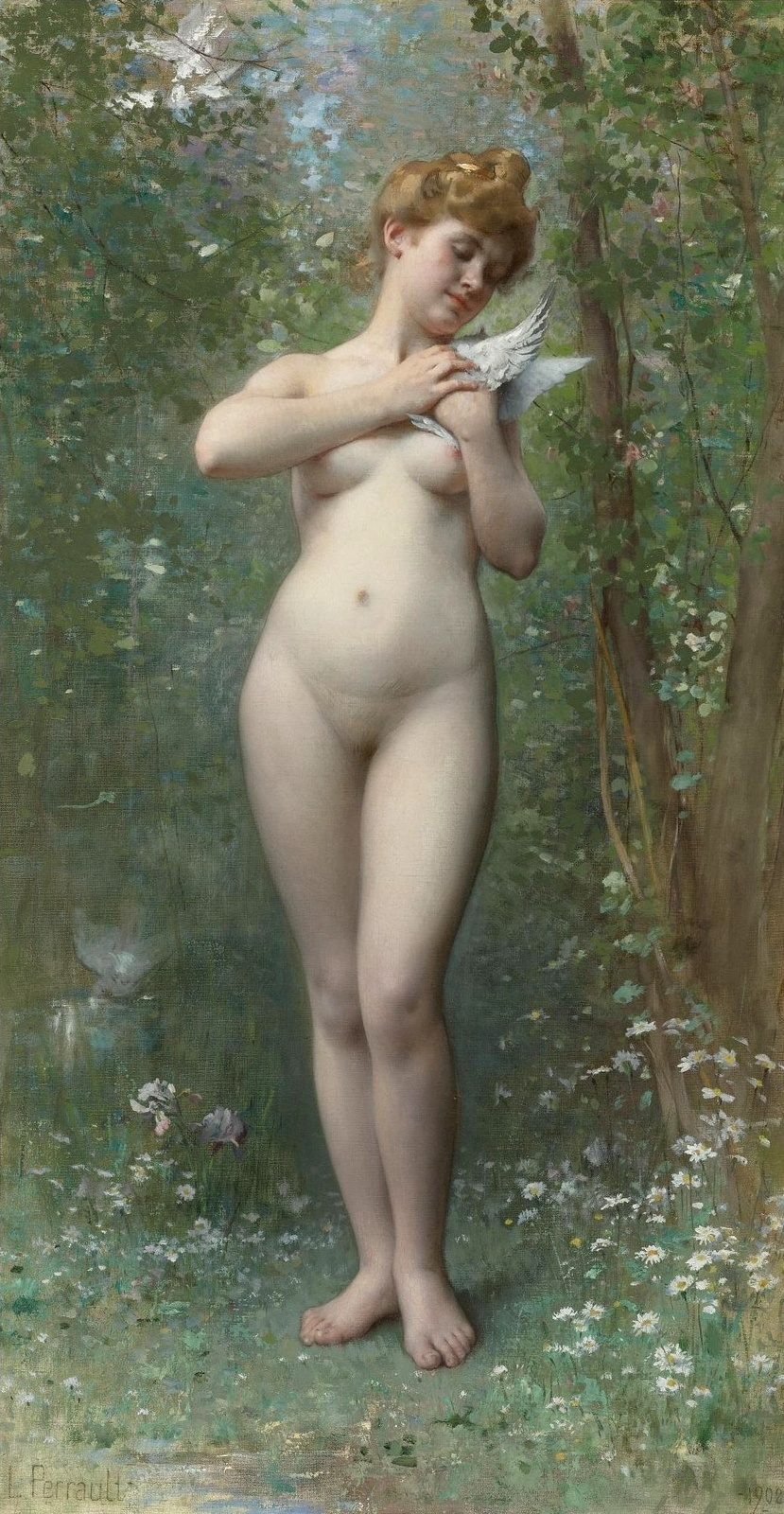 Leon Basile Perrot France 1832-1908. Venus and dove.