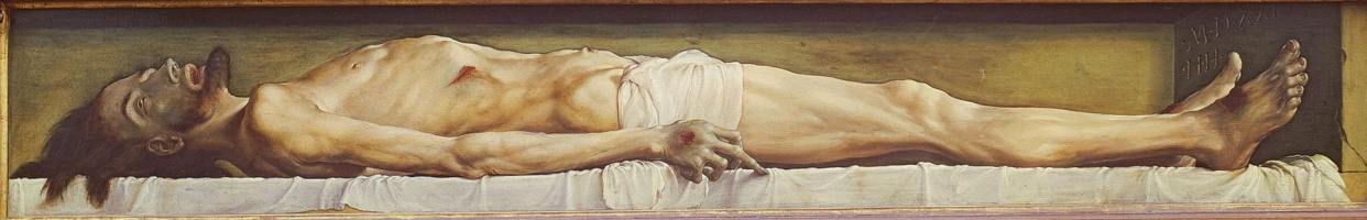 Hans Holbein the Younger. Dead Christ in the coffin