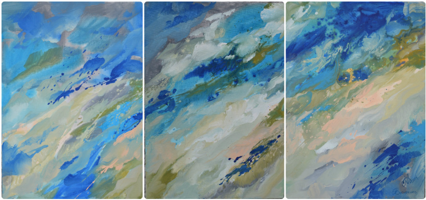 Tanya Vasilenko. "Lightness", a triptych. Acrylic. Canvas. Aethereality, triptych, all parts. . Acrylic on canvas.