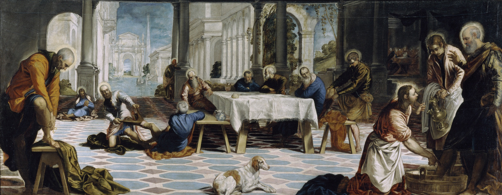 Jacopo (Robusti) Tintoretto. Christ washes the feet of his disciples