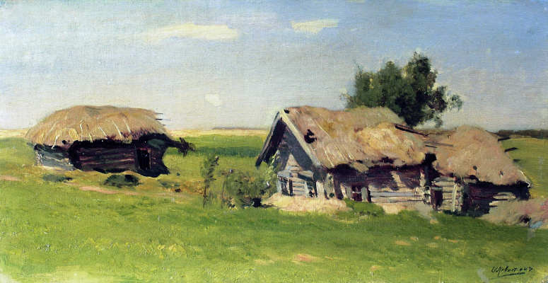 Isaac Levitan. Landscape with huts