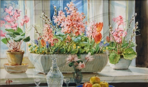 Olga Alexandrovna Romanova. 在窗口上的鲜花