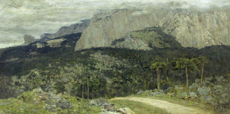 Isaac Levitan. Grey day. Mountains. Crimea