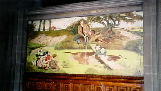 John Dalton collects swamp gas. The mural of the mural of the building of Manchester town hall