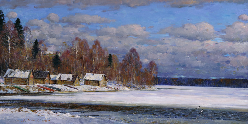 Alexander Viktorovich Shevelev. Primavera a Kamenka. olio su tela 50 # 99 cm. 2007