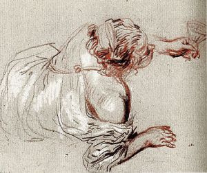 Antoine Watteau. Lying on the ground Bacchante