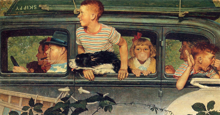 Norman Rockwell. On vacation with the whole family
