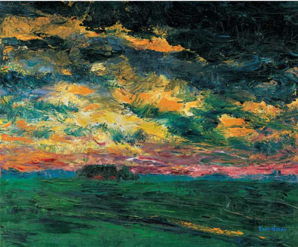 「限定1200部No.847 Max Ernst 自然の歴史 函付」 Landscape with the sun, 1909, 60×80 cm by Max Ernst: History