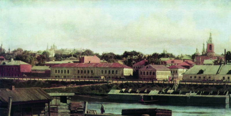 Nikolai Vasilyevich Nevrev. Potters View from the Moscow River to the Pottery Embankment and Pottery Lanes. 1889