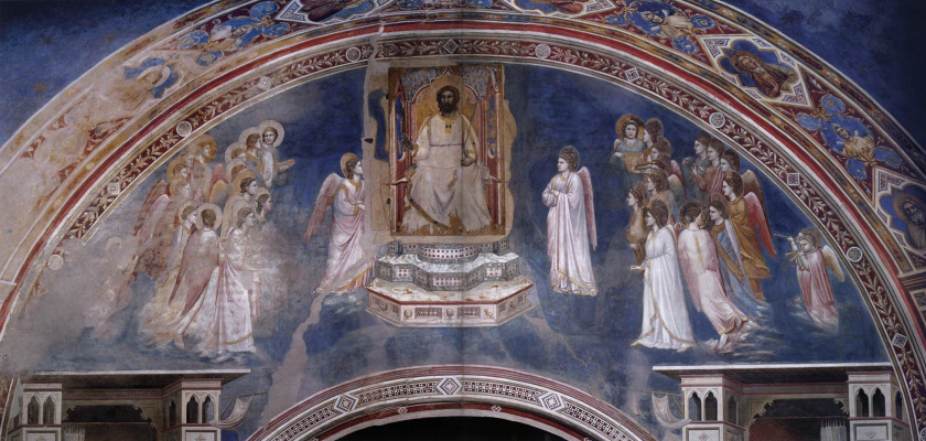 Giotto di Bondone. God sends Gabriel to the Virgin Mary