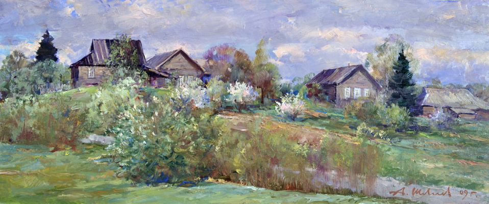 Alexander Shevelyov. Spring in Golocalise.Oil on canvas 25 # 60 cm, 2009