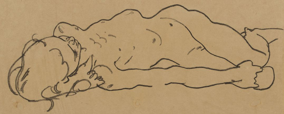 Egon Schiele. 斜倚裸体