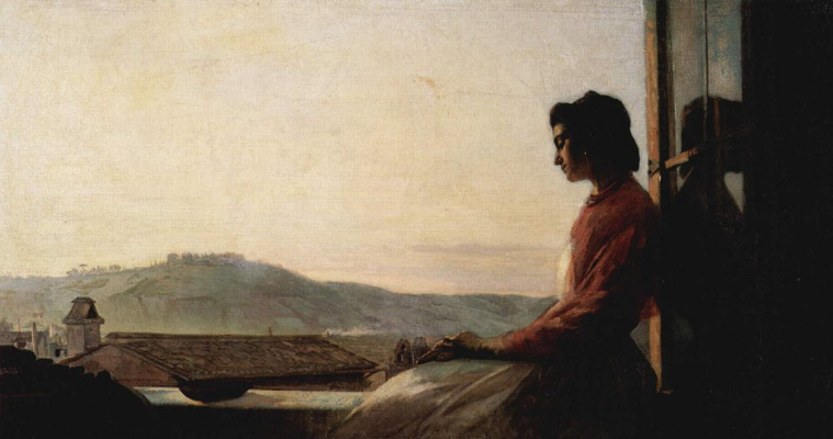 Pavel Petrovich Chistyakov. Giovannina sentada en el alféizar de una ventana