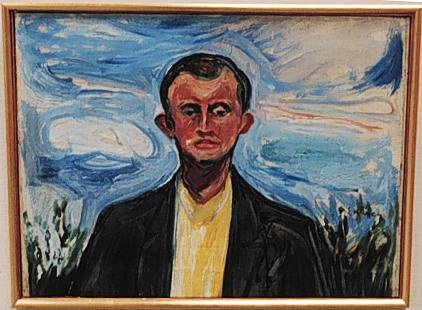 Edward Munch. Self portrait on the background of blue sky