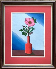 Victor Petrovich Burmin. Rosehip flower in a red vase.