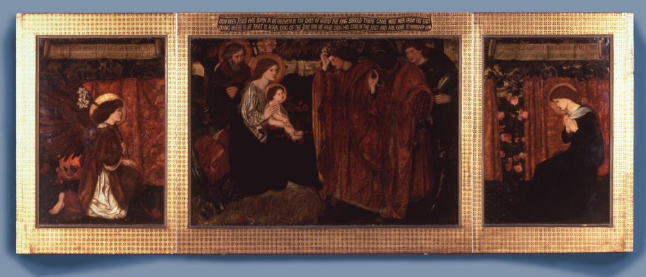 Edward Coley Burne-Jones. Adoration of the Magi and the Shepherds (center). Annunciation (right wing)