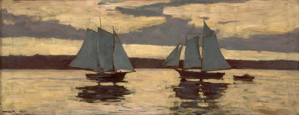 Winslow Homer. A small fleet of Gloucester at sunset