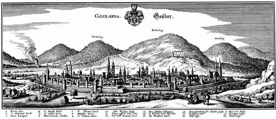 Matthaus Merian Elder. Goslar, view from North