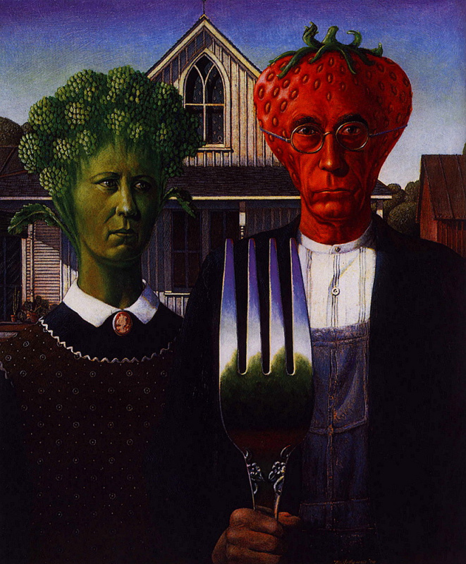Buy digital version: American Gothic by Grant Wood, Chicago | Arthive