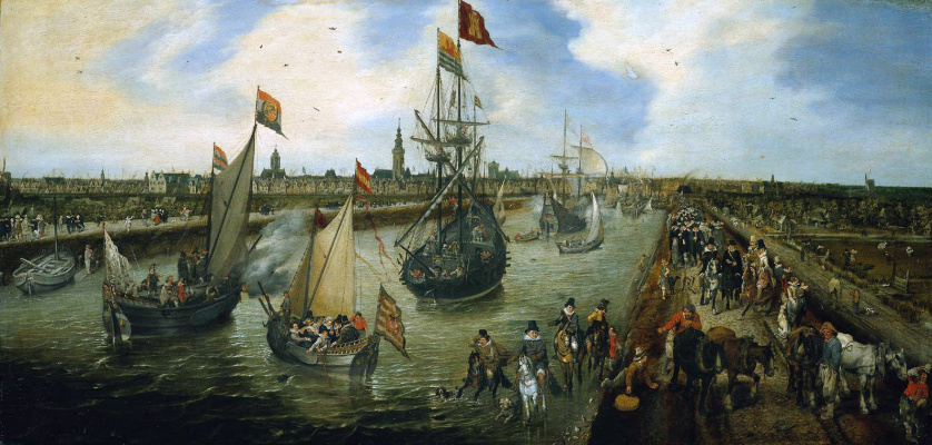 Адриан ван де Венне. Отплытие сановника из порта Мидделбург