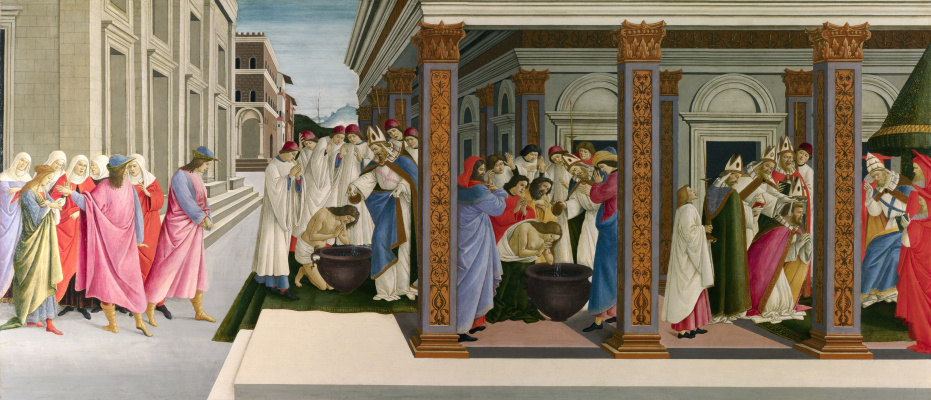 Sandro Botticelli. Four scenes from the early life of St. Zinovy