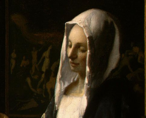 Jan Vermeer. Woman holding scales. Fragment