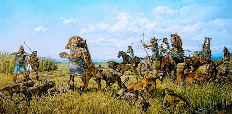 Vasily Daniilovich Ishoev. Great hunting for lions