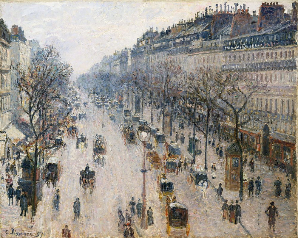 絵画 Camille Pissarro Camille Pissarro 大道蒙马特日落, 1897, 65×54 厘米：作品描述