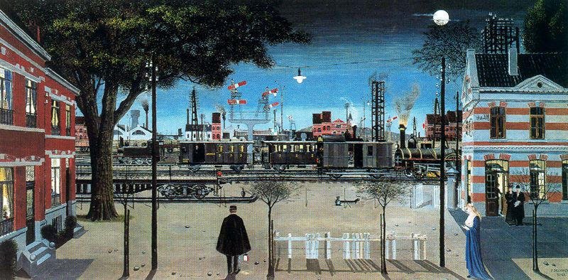 Paul Delvaux. The man in black