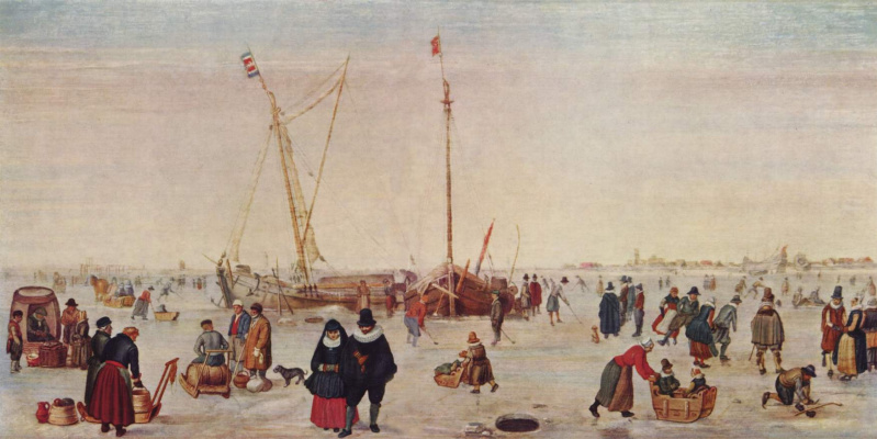 Hendrik Avercamp. Winter landscape, ice skating