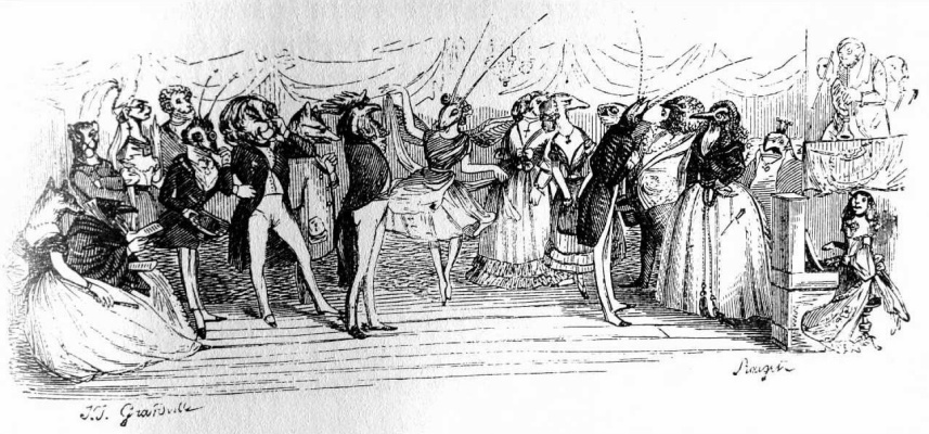 Jean Ignace Isidore Gérard Grandville. Ball-masquerade. "Scenes of private and public life of animals"