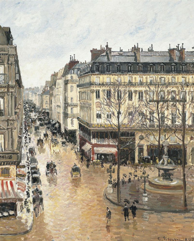Camille Pissarro、海外版超希少レゾネ、新品額付 Camille Pissarro Opera passage, Paris in the rain, 1898, 91×74