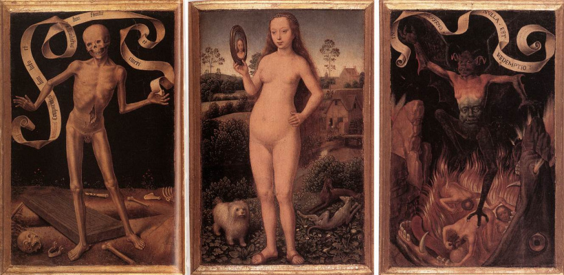 Hans Memling. Triptych of earthly vanity and divine salvation. The front side