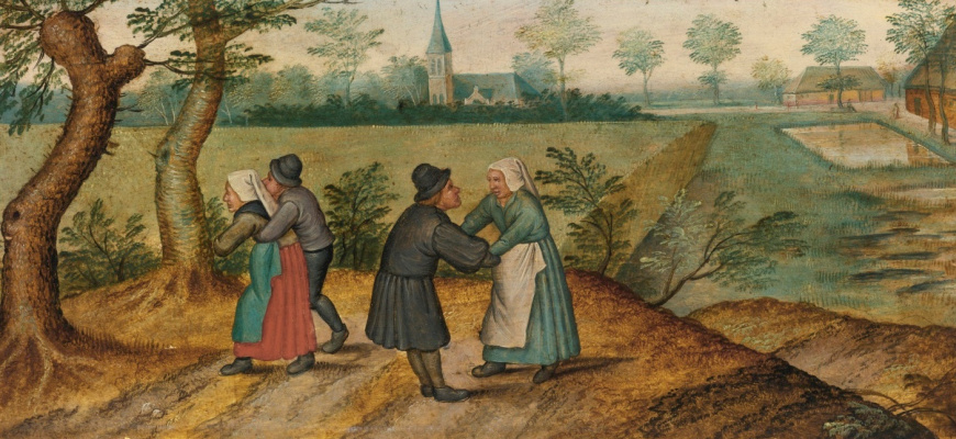 Peter Brueghel the Younger. Scenes from the life of the peasants. Two couples