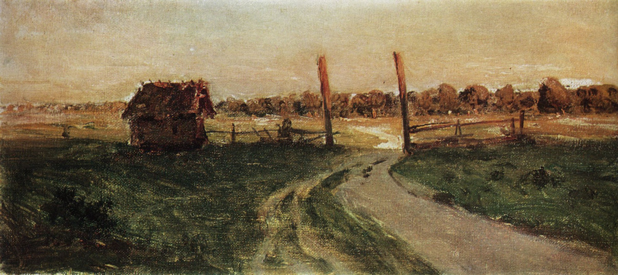 Isaac Levitan. Landscape with a hut. Study for the painting "Summer evening"