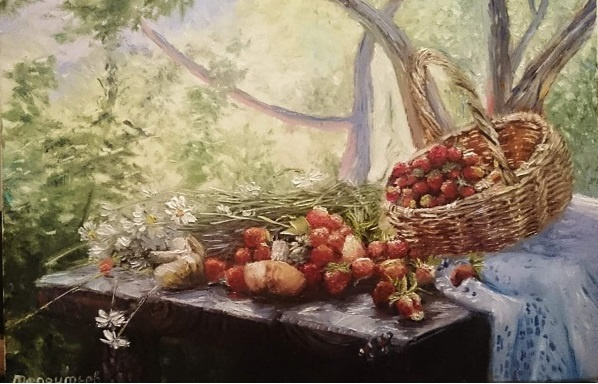 Evgeny Vladimirovich Terentyev. Still life with strawberries and mushrooms