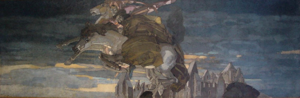 Mikhail Vrubel. Flight of Faust and Mephistopheles. Decorative panels