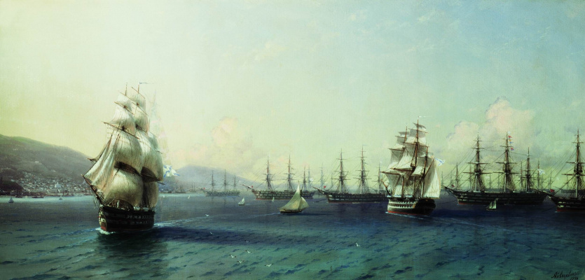 Ivan Aivazovsky. The black sea fleet in Feodosiya