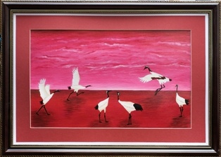 Victor Petrovich Burmin. Cranes at the pink dawn. # one.