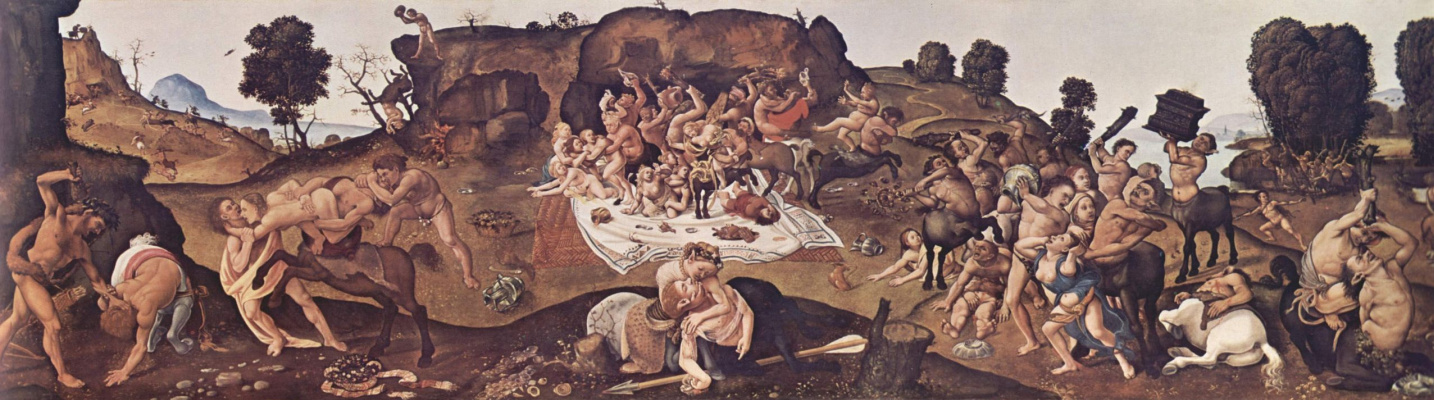 Piero di Cosimo. Battle of centaurs and lapiths