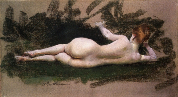 William Merritt Chase. Reclining Nude model