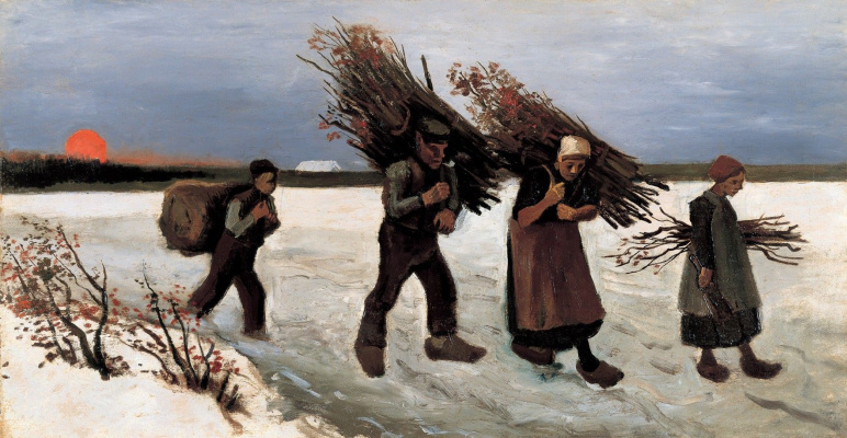 Vincent van Gogh. Gatherers of sticks on the snow