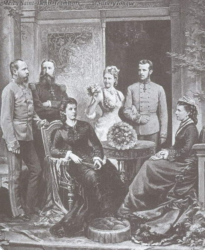 Франц Иосиф I с женой Елизаветой, сыном Рудольфом, невесткой Стефанией и королевской парой Бельгии, 