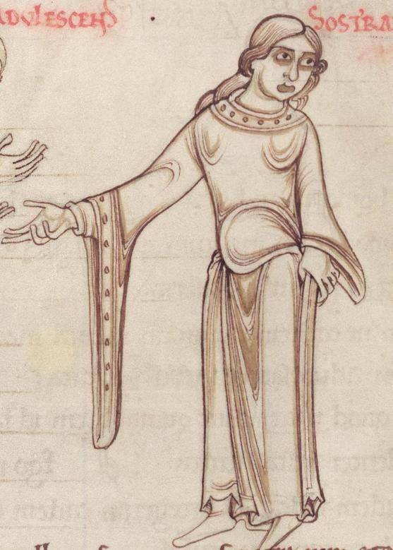 Женщина в блио на средневековой миниатюре 