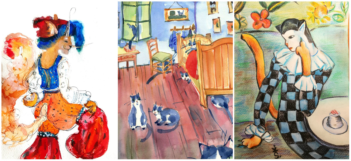 На «кошачьем» марафоне создавали трибьюты известным художникам